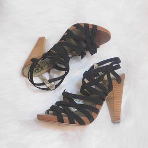 Seychelles Black Strappy Heels